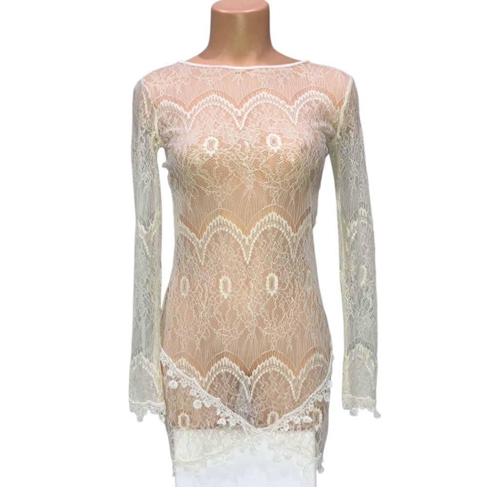 For Love And Lemons White Lace Mini Dress *Note LACE OVERLAY ONLY - Picture 3 of 8